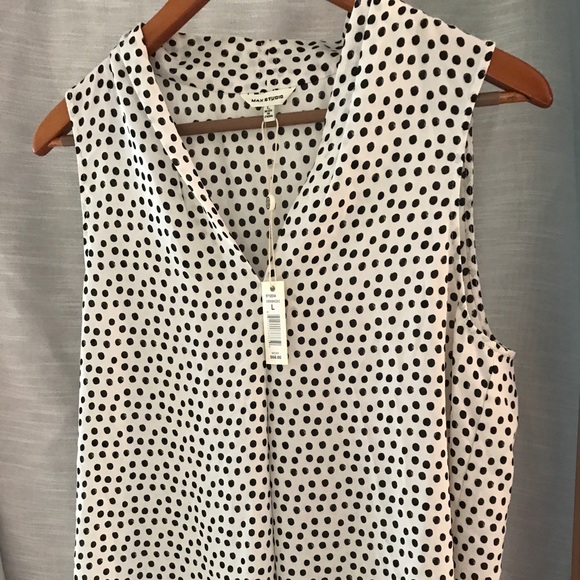 Max Studio Creamy white with black polka dots - size L - Picture 2 of 2